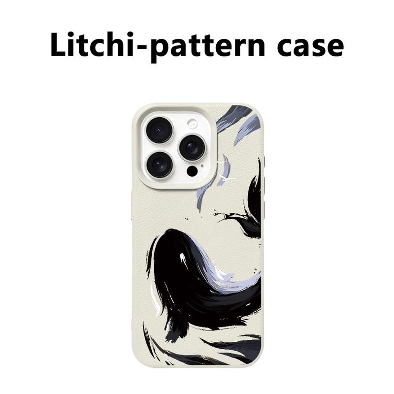 Vỏ điện thoại vân hạt dẻ hoa văn đổ mực đen trắng phù hợp với iPhone18/17/16/15, vỏ điện thoại 14/13/11/7/17pro/17promax, kiểu đơn giản độc đáo 16plus, mẫu mới 16pro
