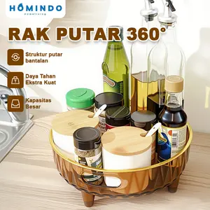 (BISA COD) Pre Order Rak Penyimpanan Putar 360° / Rak Putar Dapur / Rak Bumbu Transparan / Rak Kosmetik Transparan Berputar Kapasitas Besar rak  kosmetik Gold Hijau cocok untuk wadah Buah Snack rak  pojok  dapur Rak Susun Serbaguna