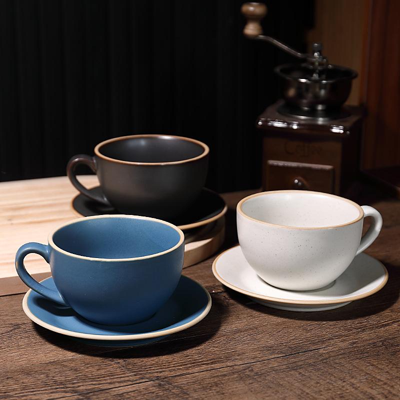 Product Introduction of Ceramic Coffee cup and saucer set Continental Latte cup Coffee shop home office breakfast cup personalized cup and saucer  mug drinkware reusable washable andwear-resistant 2
