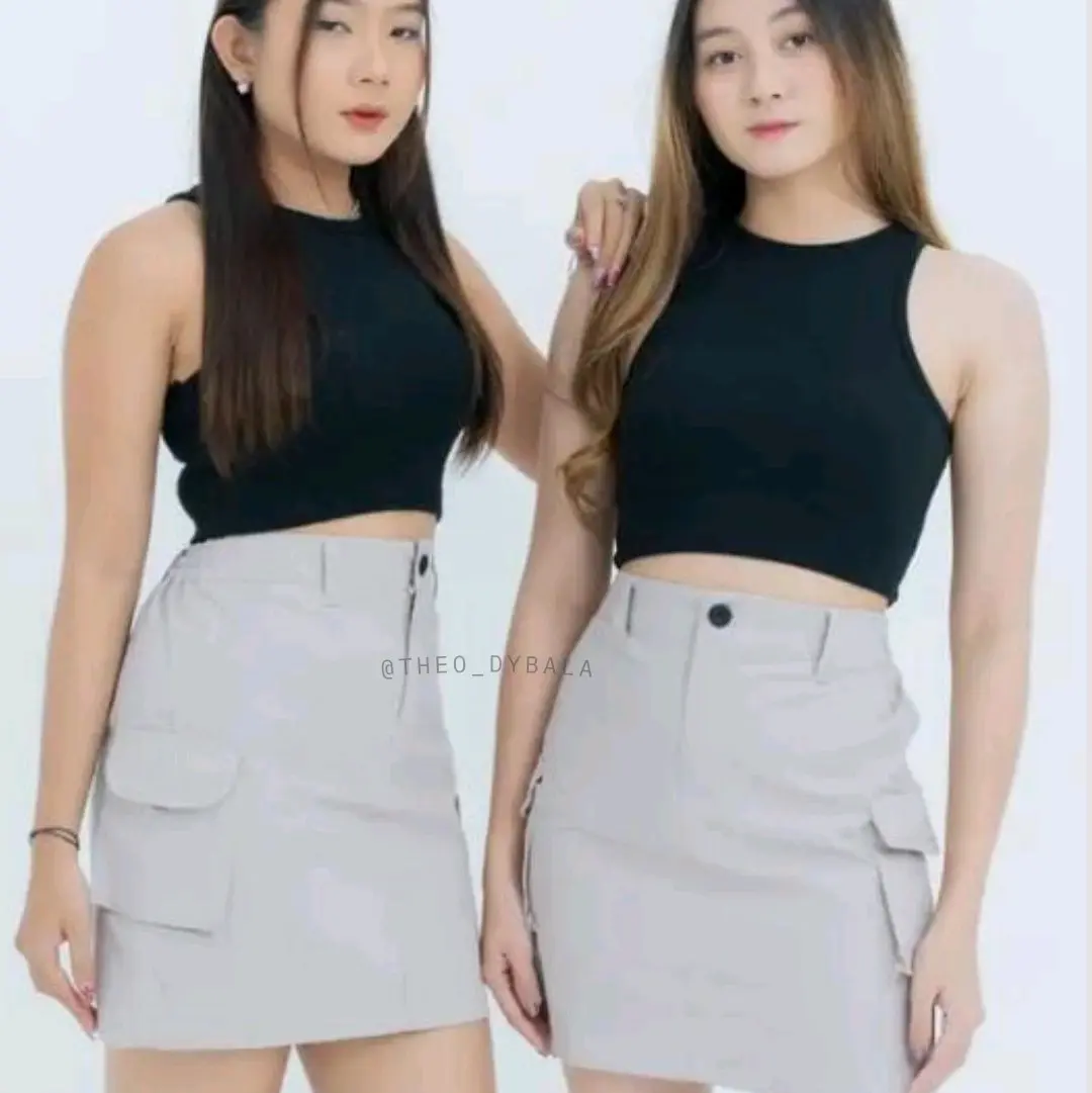 Rok Pendek Cargo Viral Polos Kantong Samping Wanita Dewasa Casual Santai Rok Mini Nyaman
