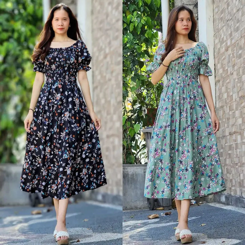 BEFA - Long Dress Canda Double Ruffle Terlaris Casual Panjang 0