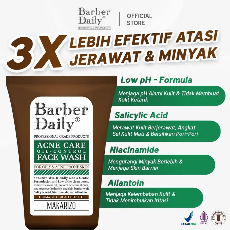 [READY STOCK] Barber Daily Acne Care & Oil Control Face Wash 100mL / Membersihkan Wajah / Cleanser Muka 2