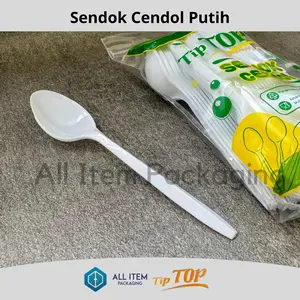Sendok Cendol TIPTOP Putih @50 Pcs / Sendok Dawet Cendol Sup Es Buah Medium Teh Panjang