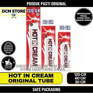 Hot In Cream Original Tube Terlengkap Semua Ukuran Meredakan Capek Pegal Nyeri Otot Dan Nyeri Sendi Tidak Lengket Dan Mudah Meresap Mengandung Bahan Alami Minyak Sereh Gandapura Menthol Dan Minyak Pinus Aman Digunakan Sehari-Hari