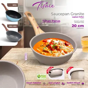 Tifale CREAM Sauce Pan 20 cm - Coating Black Granite Anti Lengket dengan Handle Bakelite Anti Leleh dan Anti Panas