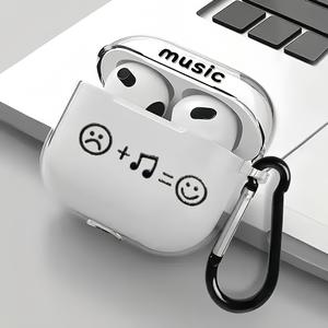 Funda protectora para auriculares con expresión creativa de música en graffiti, funda anticaída para auriculares, cubierta protectora compatible con AirPods, audífonos