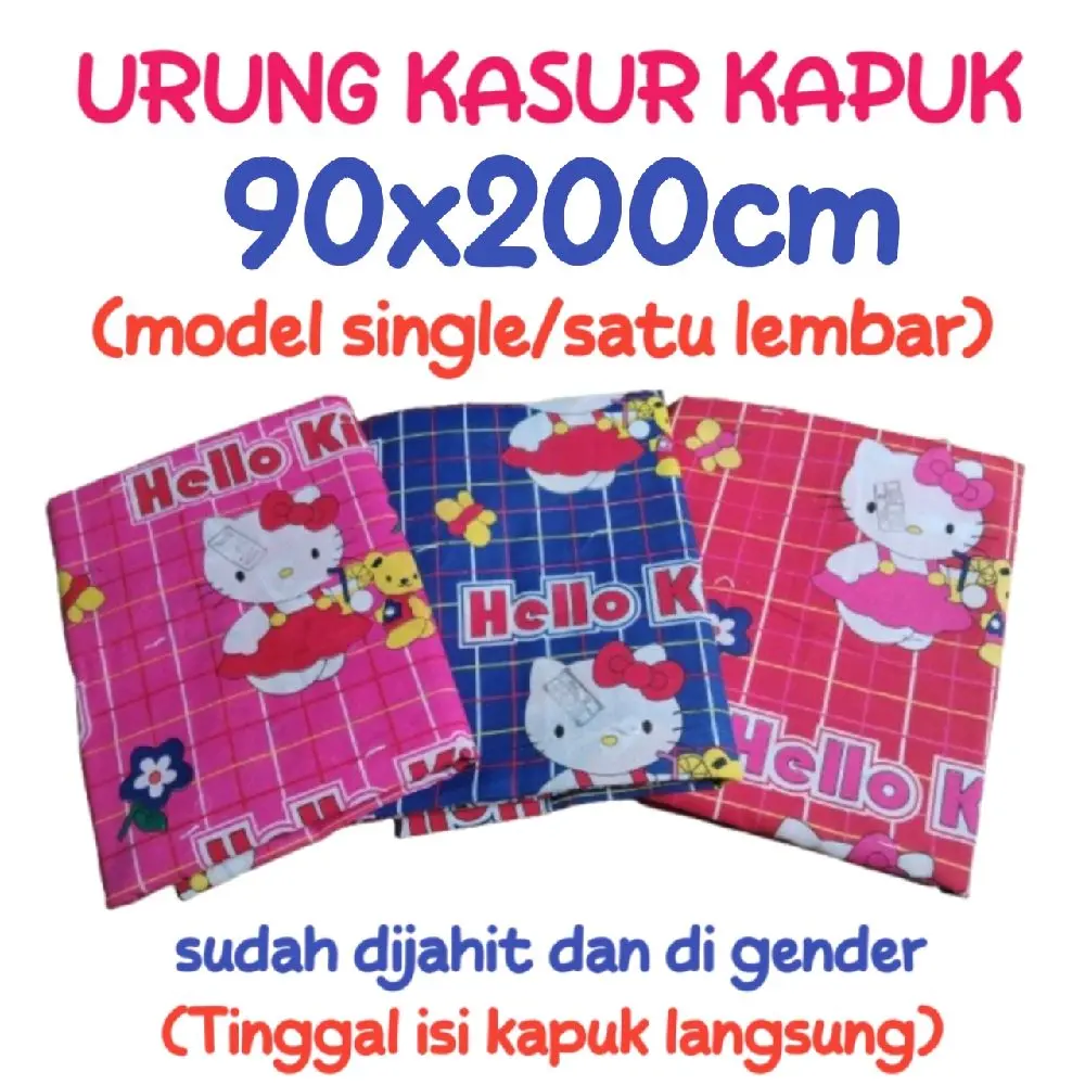 Hello Kitty Urung Kasur Kapuk 90x200cm Model Single Satu Lembar Sudah Dijahit Dan Di Gender Tinggal Isi Kapuk Langsung