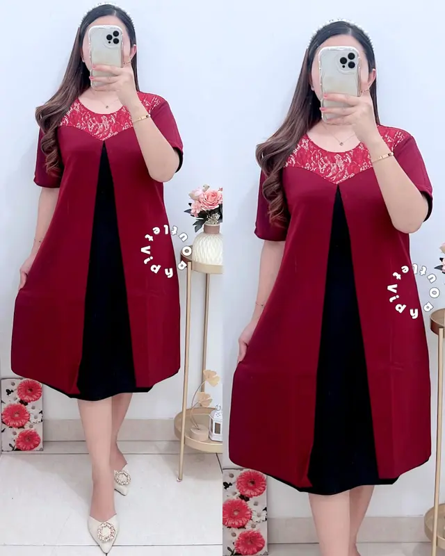 Dress Scuba - Pakaian Natal - Dres Pesta Wanita 1