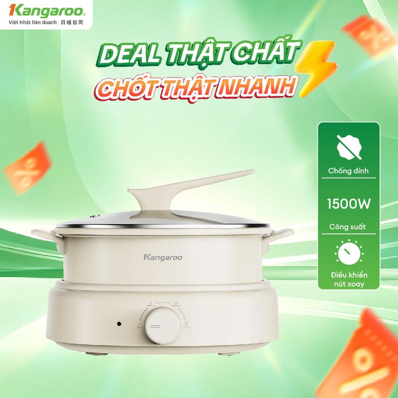 KGEH50N2B | Nồi lẩu đa năng Kangaroo - Dung tích 5L - Công suất 1600W - lòng nồi chống dính, đa chức năng nấu.