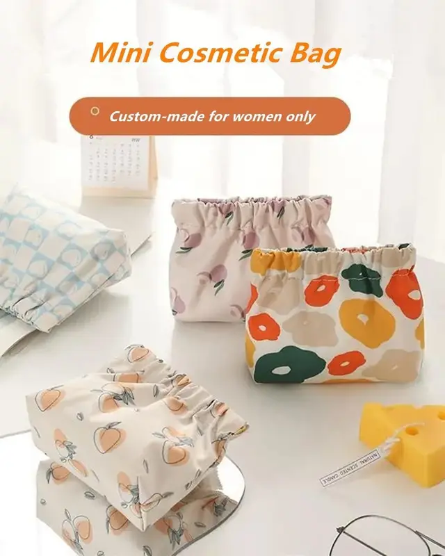Túi đựng mỹ phẩm mini, Cỡ Nhỏ Bộ 3 chiếc, Thích hợp cho ví, Không có dây kéo, Tự đóng, Túi trang điểm dễ thương, dành cho phụ nữ và trẻ em gái 1