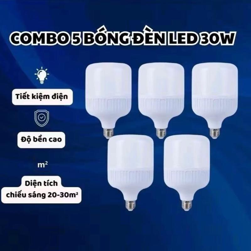 Combo 5 Bóng Đèn LED 30W Tiết Kiệm Điện Độ Bền Cao Chiếu Sáng 20-30m²