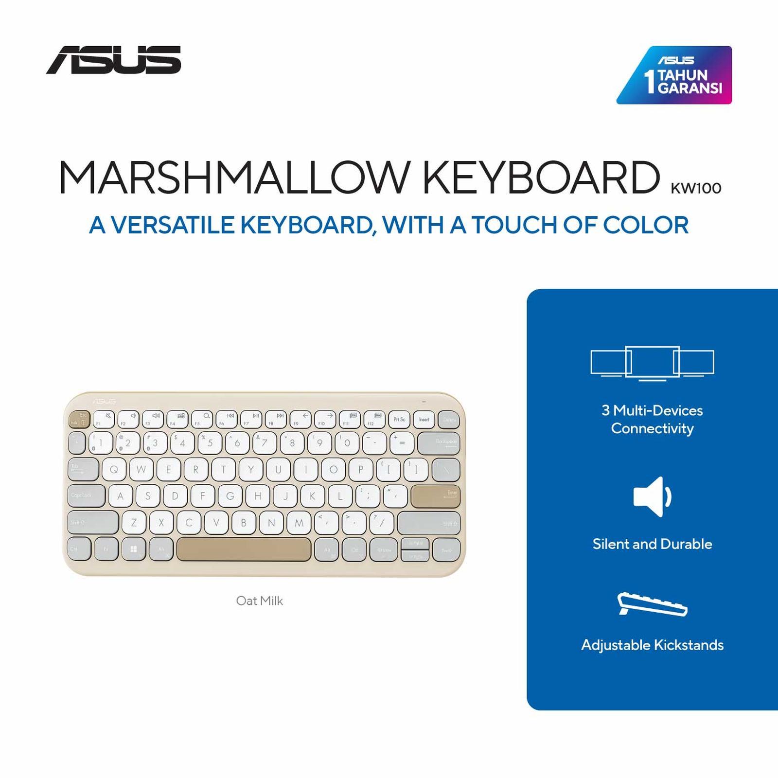 ASUS Marshmallow Keyboard KW100 Wireless Original - Oat Milk