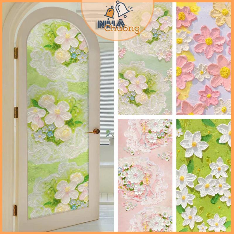 Giấy Dán Kính Mờ TĨNH ĐIỆN KHÔNG KEO Chống Nhìn Trộm Nhiều Mẫu Hoa Văn Đẹp cho Cửa Sổ và Cửa Kính Nhà Chuông Shop