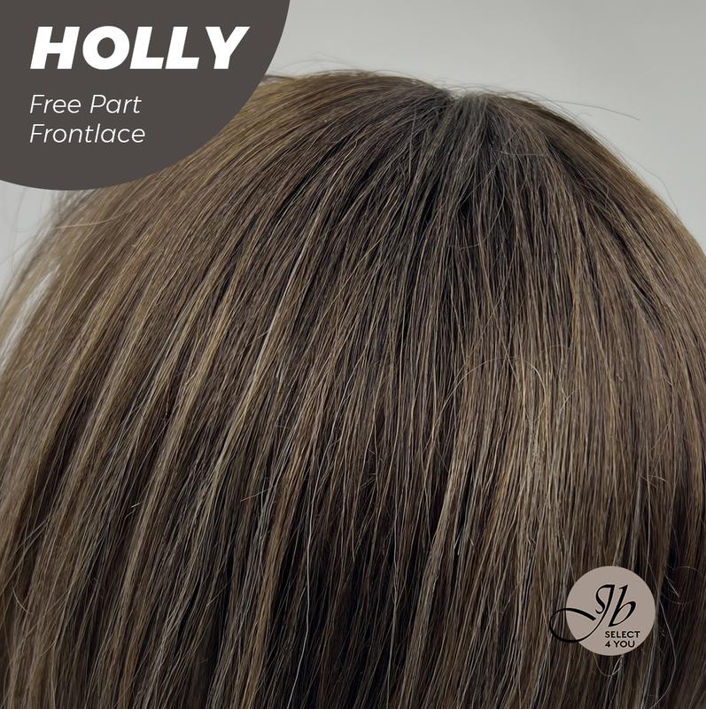 JBSELECT4YOU 24 Inches Brown With Highlight Wave Pre-Cut Free Part Frontlace Glueless Wig HOLLY 5