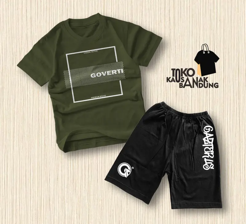 Setelan Kaos Anak Laki-Laki Celana Boxer Pendek Usia 4-12 Tahun All Motif Baru 5