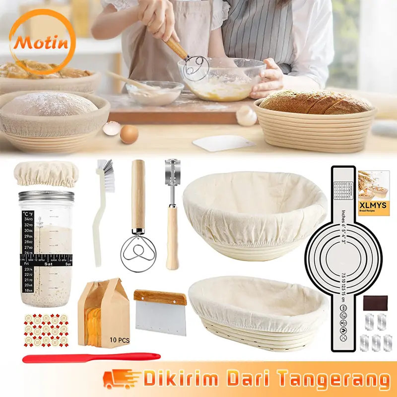 1 Set Bread Proofing Basket Alat Peralatan Pembuat Roti Bread Baking Tool Set