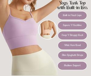 Yoga Tank with Built-in Bra – Medium Support, Strappy Back, for Running & Everyday Wear[YA73]