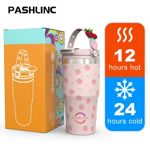 PASHLINC Tumbler 900ml and 600ml- Tahan Panas/Dingin 24 Jam, Anti Tumpah, Desain 2in1 & Vacuum （Hadiah acak 3 gantungan silikon）