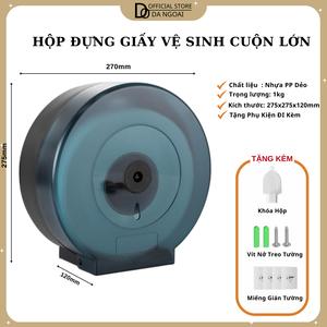 Hộp Đựng Giấy Vệ Sinh Cuộn Lớn, Sử Dụng Trong Nhà Vệ Sinh Công Nghiệp  , Nhựa PP Chắc Chắn, Treo Tường -[ Tặng Kèm 2 Miếng Dán  Và 2 Vit Nở ] giỏ  đựng  giấy  vệ  sinh  dán  tường
