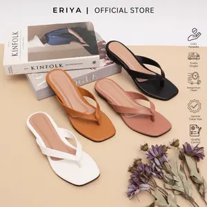 Sandal Jepit Wanita Eriya Kulit Sintetis Premium dengan Sol Karet Hak 2 cm - Ukuran 36-42 jepitwanita