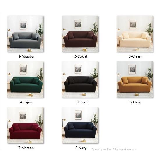 Utama Jakarta - UJ073 Cover Sofa Sarung Sofa Polos 1/2/3/4 Seater/Sofa Cover Elastic/Sofa Protector Covers 2