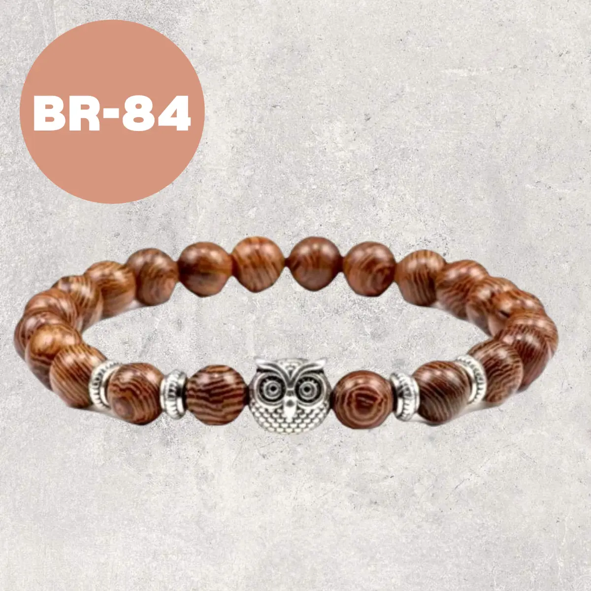 Wooden Owl Bracelet, Natural Stone Stretch Elastic Bracelet with Cute Owl Beads for Men Women, Couple Bracelet Friendship Bracelet