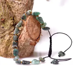 Natural Emerald Stone Bracelet -Made In Turkey -  Adjustable  Size - Unisex - Free Gift Orginal Box