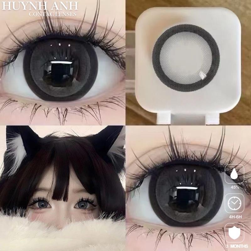 Lens Mắt Kính Áp Tròng xám viền đen sakura B30 gray Dia 14.5mm Gdia 14.2mm [Giá 1 Đôi + Kèm Khay Dụng Cụ]