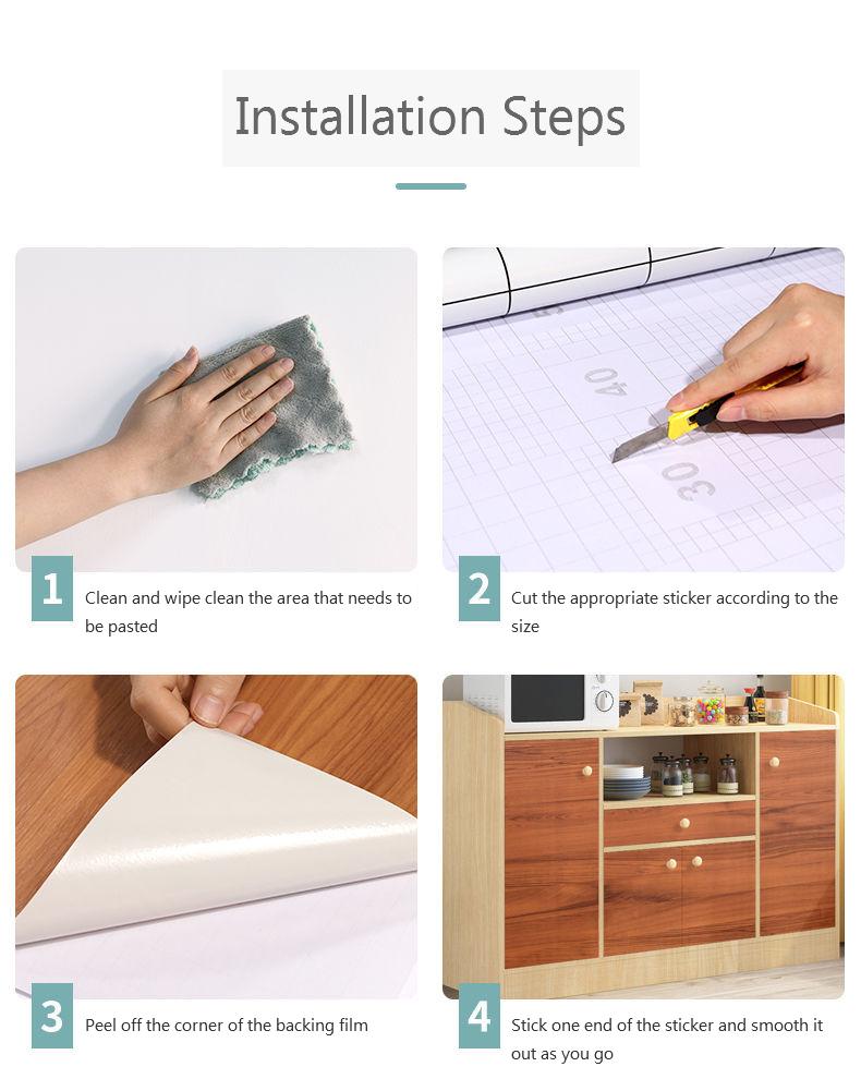 Product Introduction of Wood Cabinet Sticker Self-adhesive Thickened Waterproof Moisture-proof Wardrobes Table Door Furniture Renovated Wallpaper, 100CM 9
