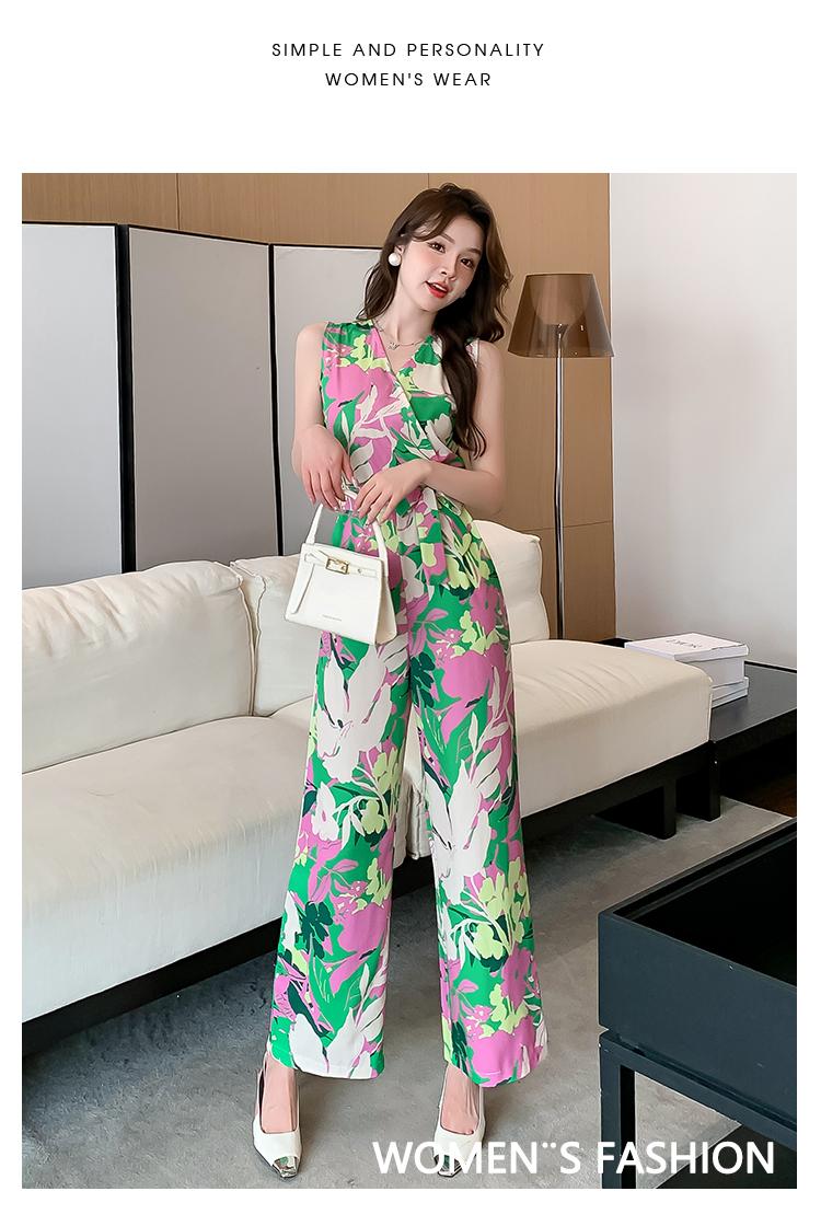 Product Introduction of Áo Voan, Thời Trang Mới Mùa Hè 2025, Cổ Chữ V Thanh Lịch, Phong Cách Cổ Điển Hàn Quốc, Không Tay, Cạp Cao, Chân Rộng, Bộ Áo Jumpsuit Quần, Quần Áo Nữ Hợp Xu hướng Kem Voi set a 12