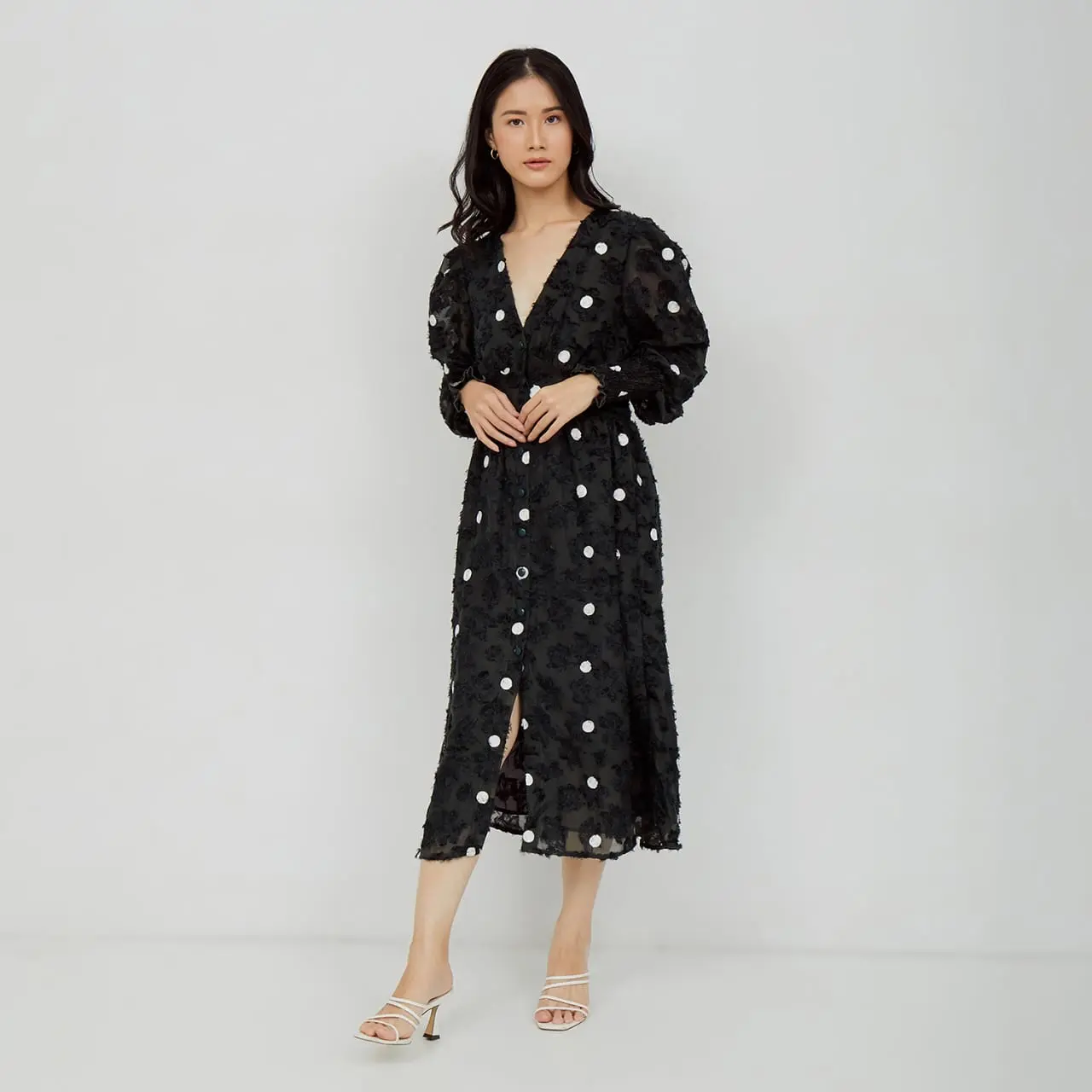 Savnion - Amitie dots dress in OLIVE / PINK / WHITE / BLACK