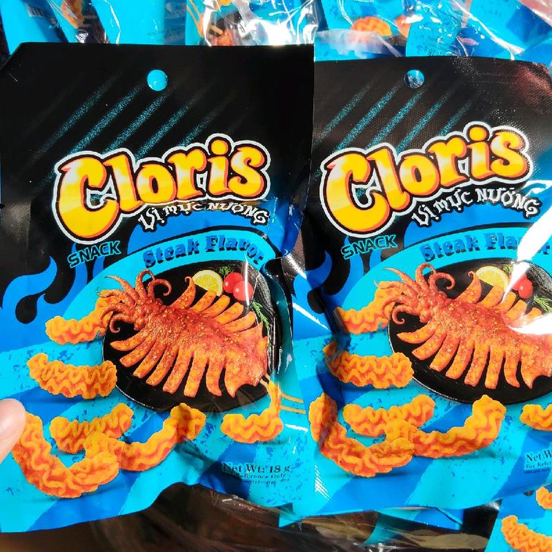 Cloris Snack Mực Nướng Giòn Ngon - 30 Gói Sỉ Nguyên Bịch - Hương Vị Steak - Sản Phẩm Ngon Mềm