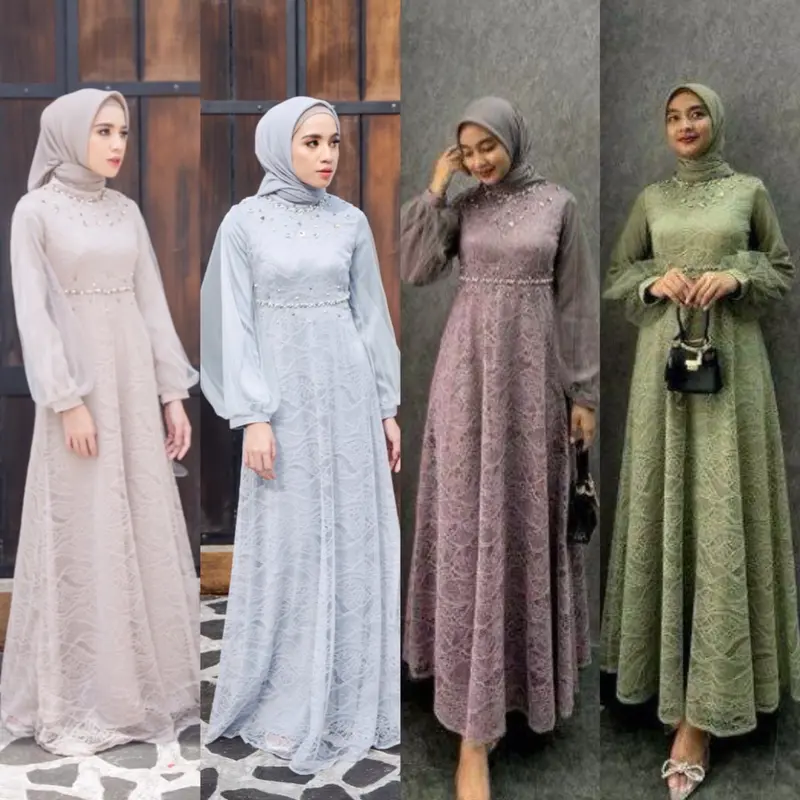 Gamis Brokat Lebaran Dress Kondangan Bridesmaid Terbaru Gamis Ayu Ndoro Jowi M L XL XXL 2025 baju kain sutra asli dan rekomendasi 3