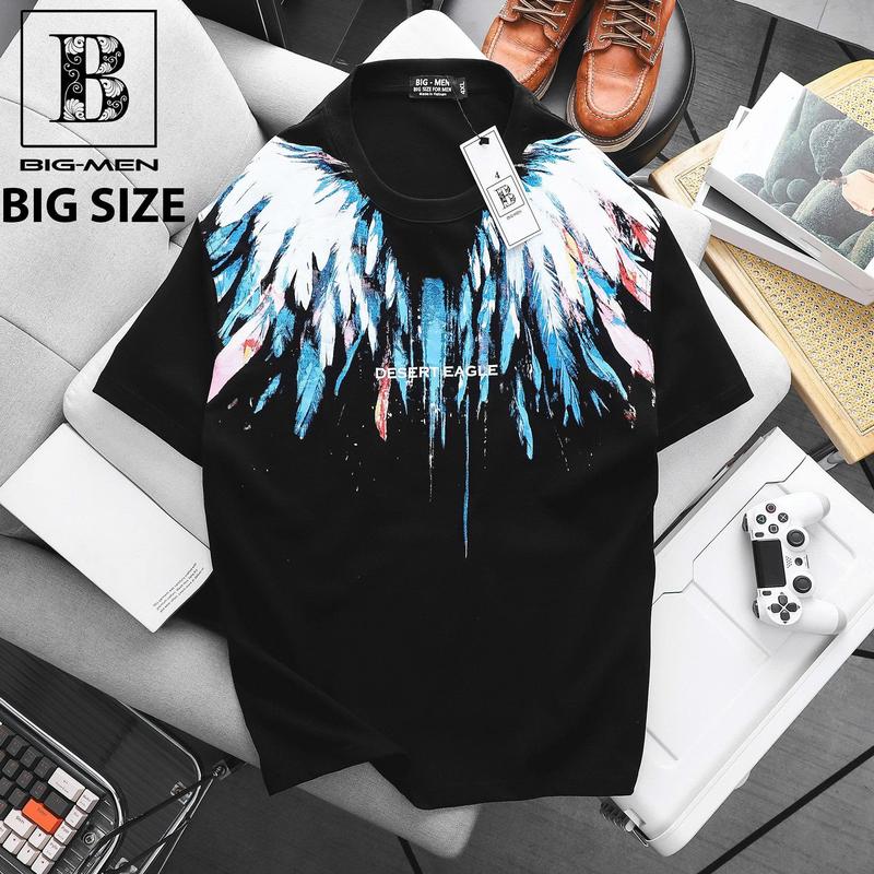    Big size 85- 135 kg  Áo thun cotton bigsize nam in lụa họa tiết cánh đại bàng nhiều màu cá tính thời trang Big Men 
