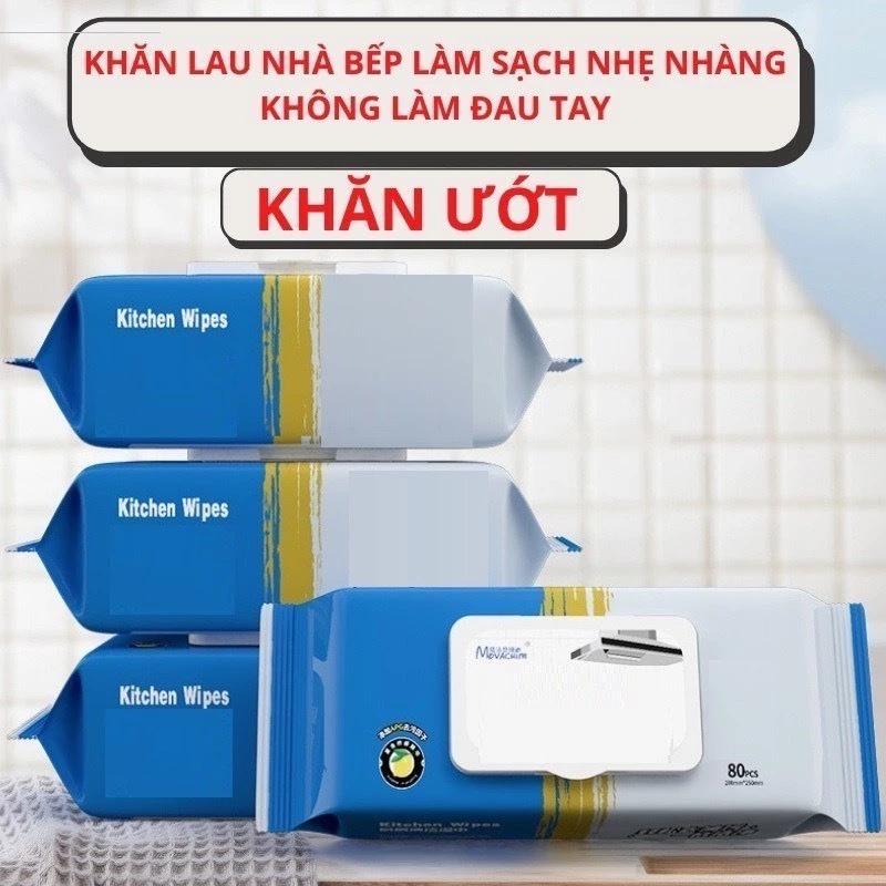 Khăn ướt Lau bếp đa năng 1 gói 80 miếng Siêu tiết kiệm, Lau cực sạch