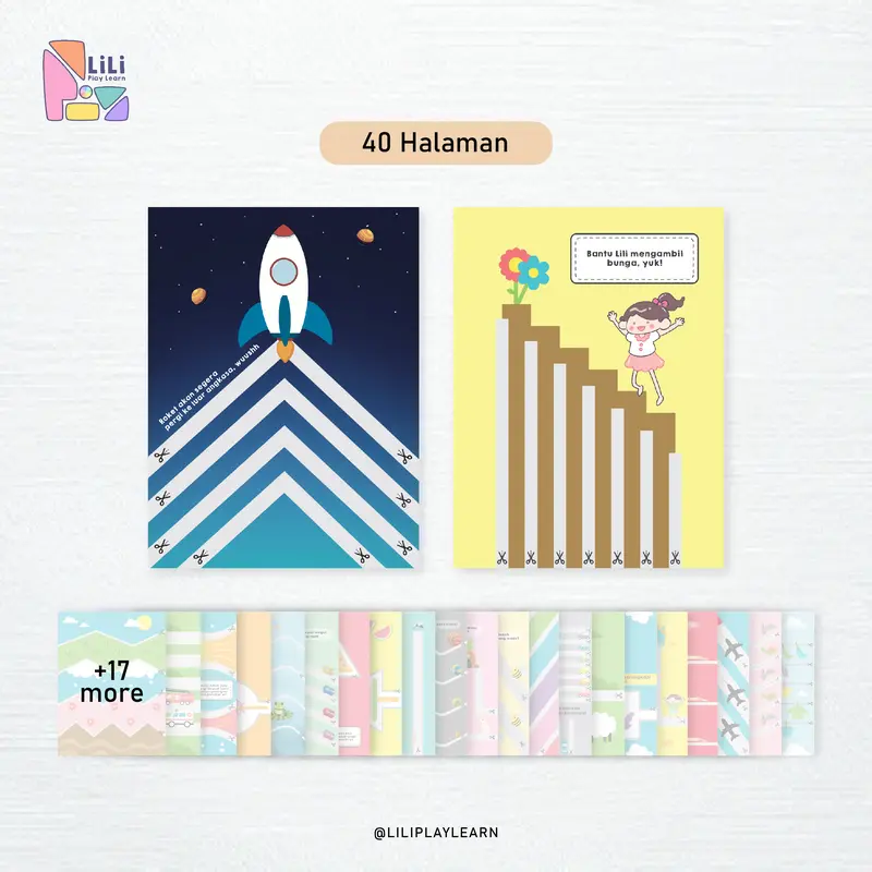 Lili Play Learn - Buku Aktivitas Menggunting - Stimulasi Motorik Halus Anak 3+ 3