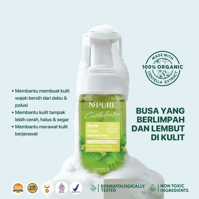 【Paket Jerawat 3pcs】NPURE Cica Toner 150ml+Cica Face Wash + Cica Biome / Cica Moisturizer/ Acne Skin/Acne Toner/Acne Serum Acid Berjerawat Facial Membersihkan Mencerahkan Muka Wajah Hydrating Extract Glutathione Niacinamide 4