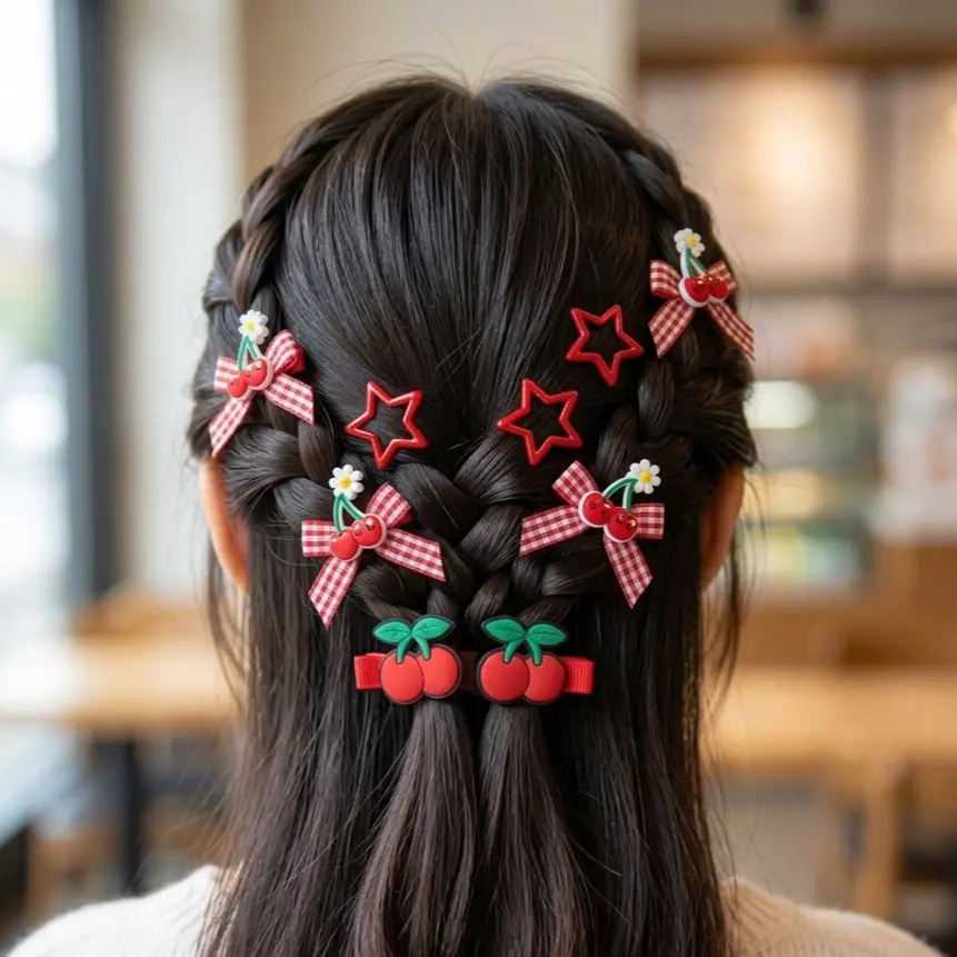 Jepit Rambut Anak Cherry Merah Isi 6pcs – Hair Clip Cute Korean Style