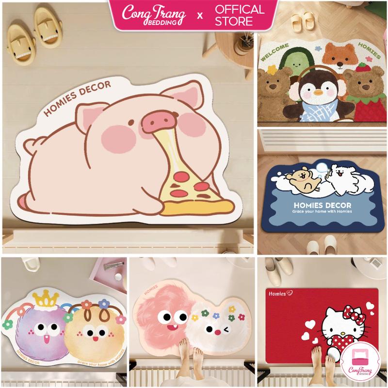   Deal Độc Quyền TX  Thảm Chùi Chân 100+ Mẫu Trang Trí  2025 Thảm Chữ Nhật Chất Liệu Nỉ Bali - 40cm x 60cm 