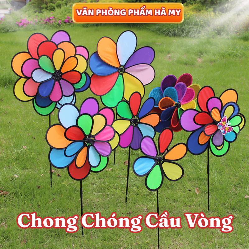 Chong Chóng Vải 8 Cánh Cầu Vồng Chong Chóng Trang Trí Xe Trà Sữa - Xe Cafe