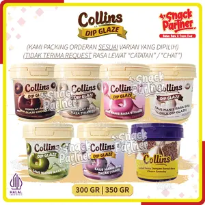 COLLINS DIP GLAZE 300 350 GR - Topping Selai Chocolate Coklat Strawberry Stroberi Milk Susu Green Tea Teh Hijau Tiramisu Taro Cappucino Cheese Keju Choco Crunchy