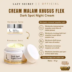 LAZY SECRET Krim Anti Flek Hitam Dark Spot Night Cream 3% Tranexamic Acid  dan Glycolic Booster Mencerahkan Melembutkan Wajah Bekas Jerawat Noda Gelap Kulit Kusam Kering New Packaging