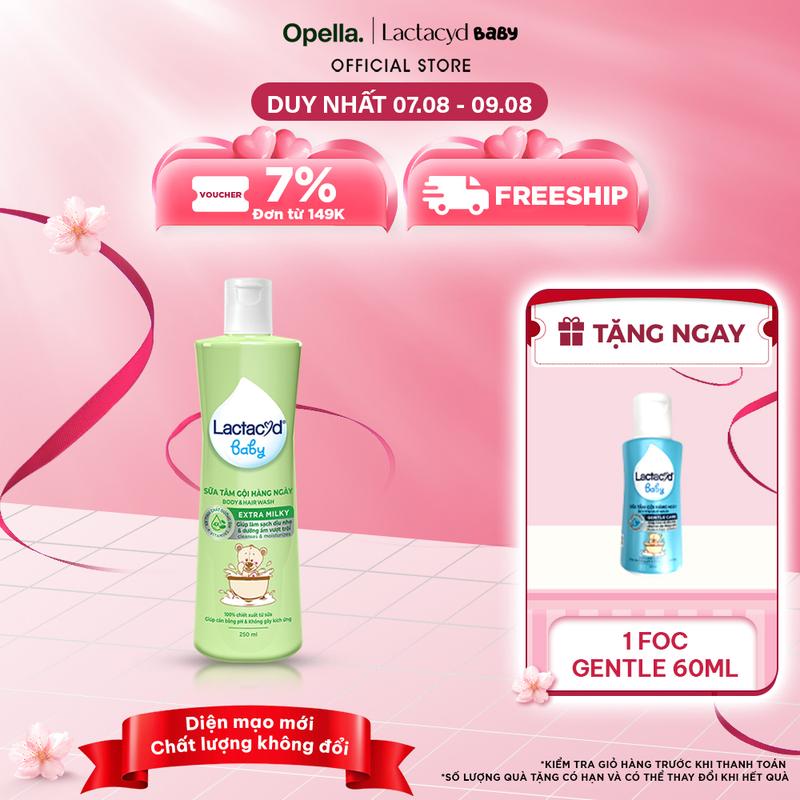 Sữa Tắm Gội Trẻ Em Lactacyd Milky Bảo Vệ, Nuôi Dưỡng Da và Tóc Bé Vượt Trội 250ml Cho Bé
