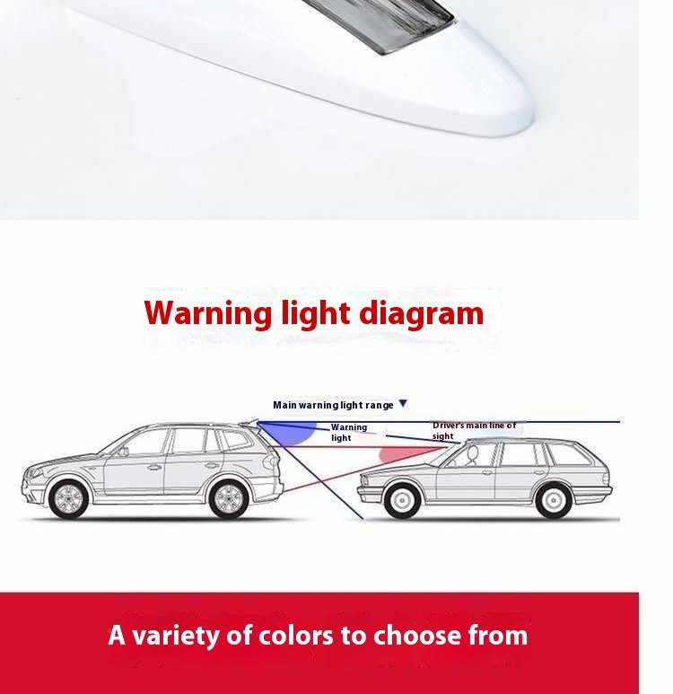 Product Introduction of Car solar flashing light decoration shark fin antenna anti rear end collision roof light LED tail wing modification warning light 9