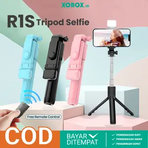 Tongkat Selfie Tripod R1S dengan Lampu Bluetooth - Lebih Stabil untuk Foto dan Video AH086
