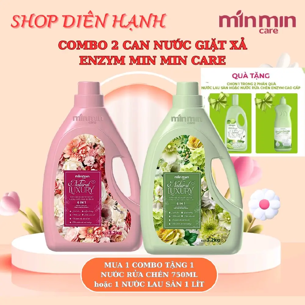 NƯỚC GIẶT XẢ SINH HỌC ENZYM MIN MIN CARE 6IN1 HƯƠNG NƯỚC HOA Làm Sạch