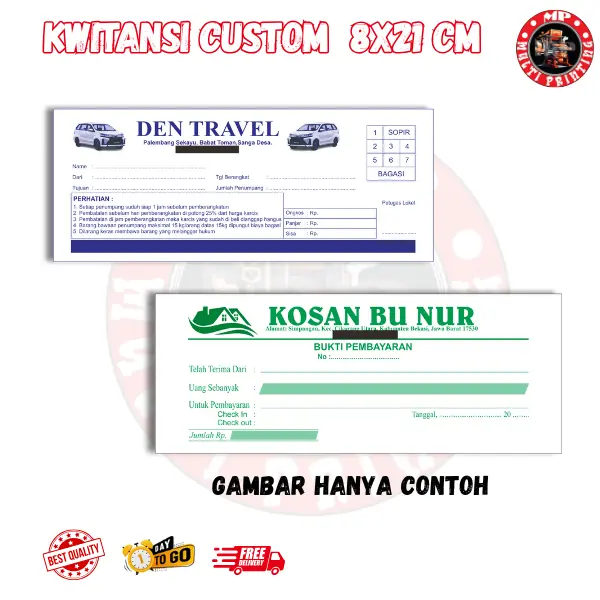 kwitansi custom gratis dsain ukuran 8x21 cm full color kwitansi multi printing Nota 0