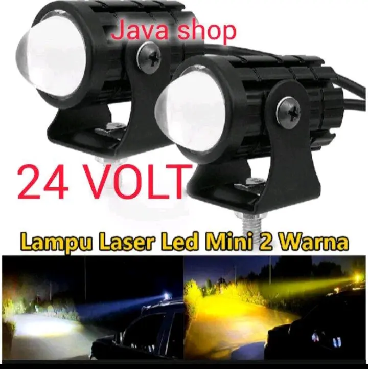 Lampu LED sorot dua warna laser  24 Volt  Laser D2 High Low 2 Warna Putih Kuning Truk Bus Fuso Canter Tronton PnP BA20D Jauh Dekat Dim Hi Lo Kaki Tiga Truck Bis 0