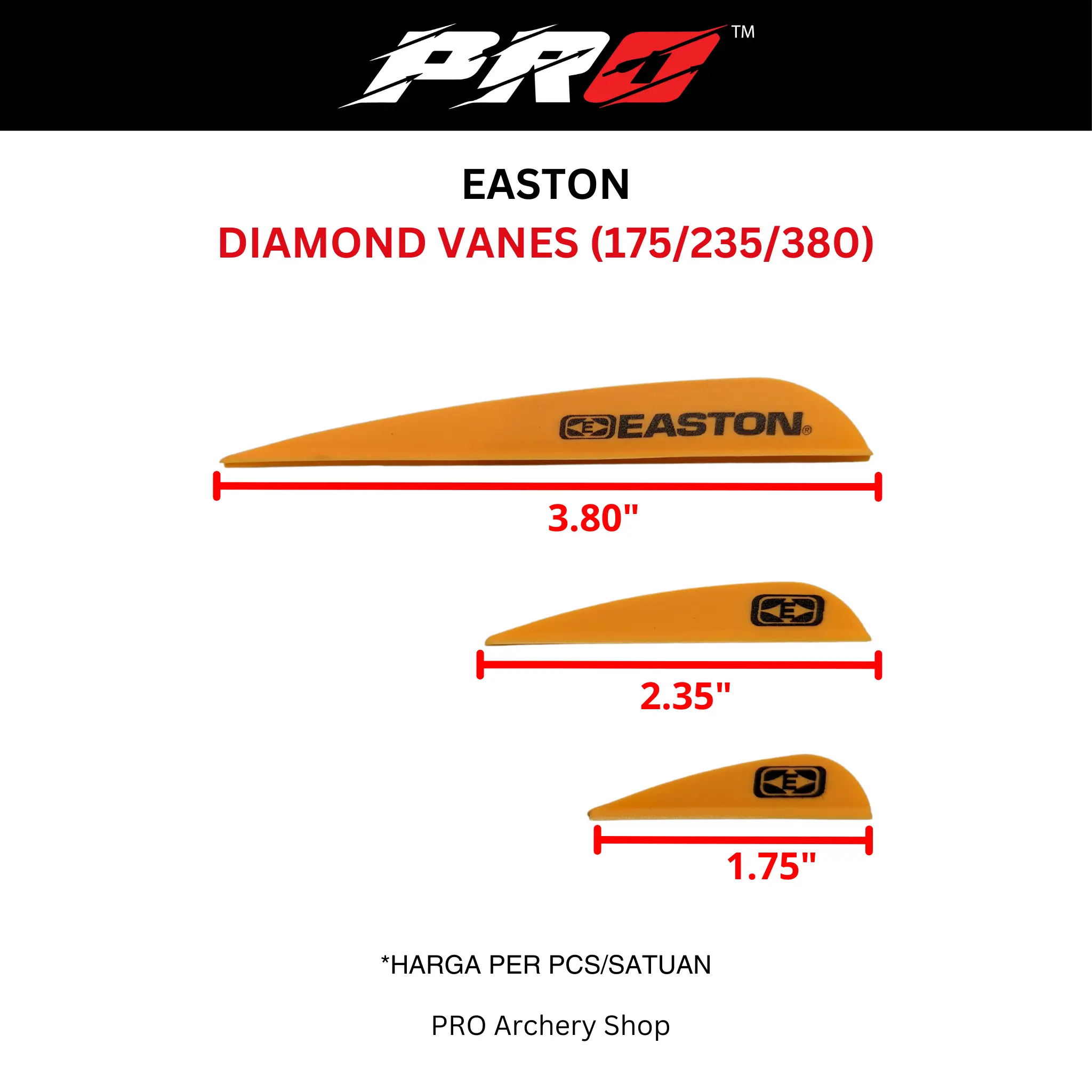 EASTON VANES DIAMOND 175 235 380 MIN ORDER 20PCS / EASTON DIAMOND  VANES / VANES EASTON / VANE EASTON VANE / VANE DIAMOND VANE / SAYAP ANAK PANAH / SAYAP ARROW / BULU ANAK PANAH / BULU ANAK PANAH