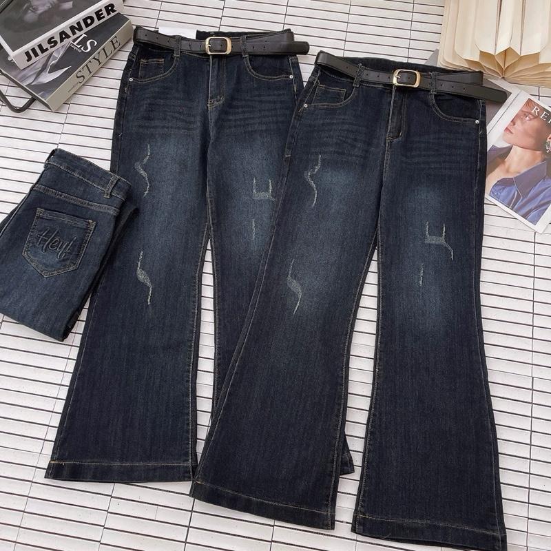 Quần jean ống loe 8834 quần jean co giãn mài nhẹ túi sau dập nổi BIGSIZE